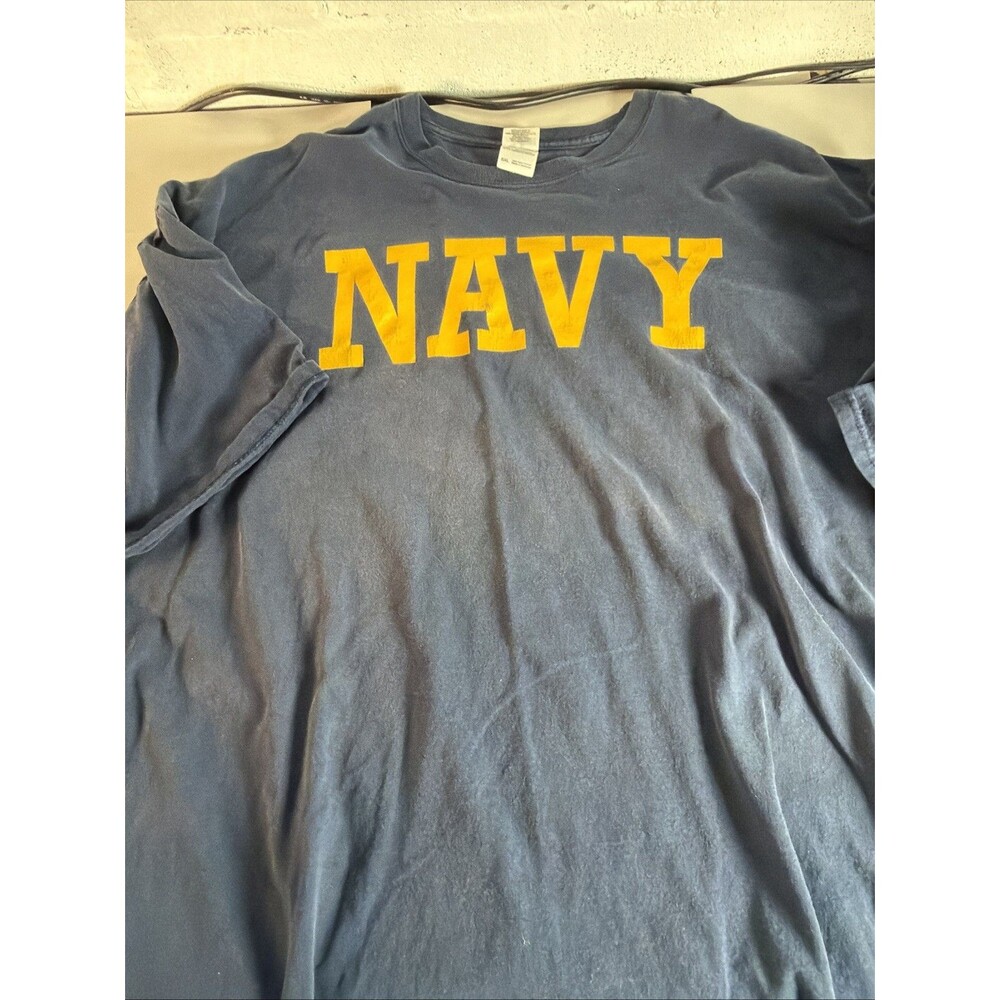 Vintage Faded 2000s Y2K Navy Military Armed Forces Spell Put Logo T Shirt 5XL